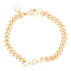 AllSaints Gold‎ Tone Brass Love Script Curb Link Chain Bracelet